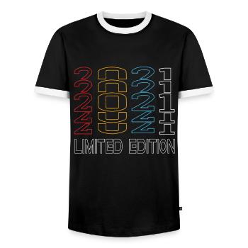 Limited Edition 2021 Birthday 2021 Vintage Retro - Men's Ringer Shirt - black/white - Front - AI Model Female 172 light (172cm) & AI Model Male 178 light (178cm)