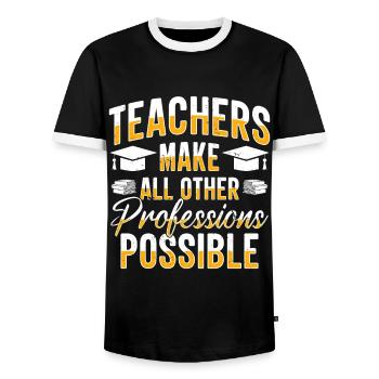 Teaching Teaching Educator Professor - Men's Ringer Shirt - black/white - Front - AI Model Female 172 light (172cm) & AI Model Male 178 light (178cm)