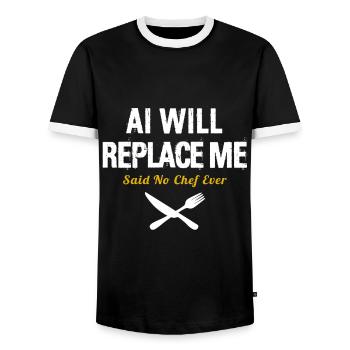 Cooking Culinary Restaurant Gourmet Kitchen Chef - Men's Ringer Shirt - black/white - Front - AI Model Female 172 light (172cm) & AI Model Male 178 light (178cm)