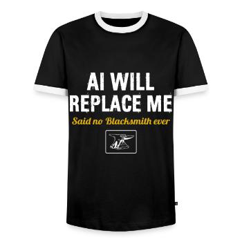 Blacksmiths, master blacksmiths, metalworkers - Men's Ringer Shirt - black/white - Front - AI Model Female 172 light (172cm) & AI Model Male 178 light (178cm)