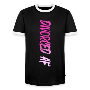 Happy Divorce Party Divorced Af - Men's Ringer Shirt - black/white - Front - AI Model Female 172 light (172cm) & AI Model Male 178 light (178cm)