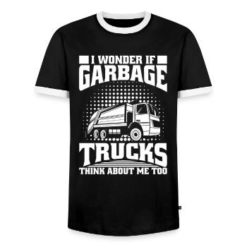 Camionneur Camionneur Camionneur Camionneur Camion à ordures - T-shirt contrasté Homme - noir/blanc - Devant - AI Model Female 172 light (172cm) & AI Model Male 178 light (178cm)