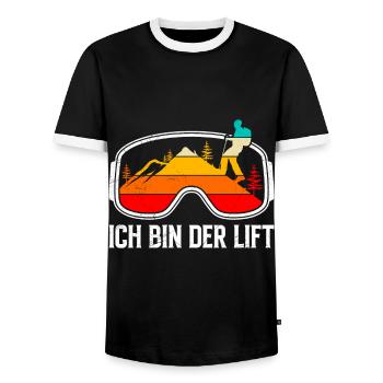 Skibergsteiger Ich bin der Lift Ski Touring - Männer Kontrast-T-Shirt - Schwarz/Weiß - Vorne - AI Model Female 172 light (172cm) & AI Model Male 178 light (178cm)