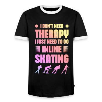 Skate Therapy - Men's Ringer Shirt - black/white - Front - AI Model Female 172 light (172cm) & AI Model Male 178 light (178cm)