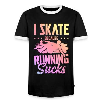 skate skaten - Männer Kontrast-T-Shirt - Schwarz/Weiß - Vorne - AI Model Female 172 light (172cm) & AI Model Male 178 light (178cm)