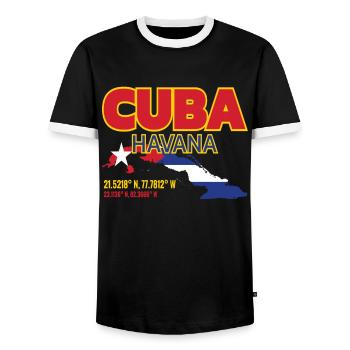 Cuba Havana Cuba Holidays - Men's Ringer Shirt - black/white - Front - AI Model Female 172 light (172cm) & AI Model Male 178 light (178cm)