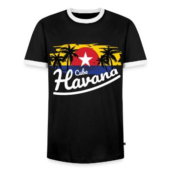 Havana Cuba Kuba Urlaub - Männer Kontrast-T-Shirt - Schwarz/Weiß - Vorne - AI Model Female 172 light (172cm) & AI Model Male 178 light (178cm)