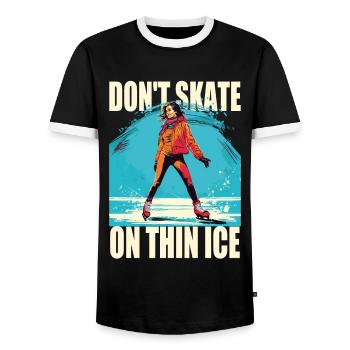 Patineur sur glace Patinage sur glace Patinage sur glace - T-shirt contrasté Homme - noir/blanc - Devant - AI Model Female 172 light (172cm) & AI Model Male 178 light (178cm)