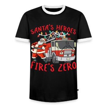 Santa's Heroes Fire Brigade Zero Firefighting Weih - Men's Ringer Shirt - black/white - Front - AI Model Female 172 light (172cm) & AI Model Male 178 light (178cm)