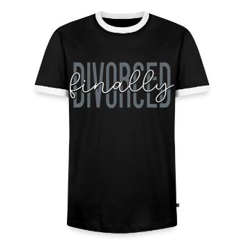 Happy Divorce Party Divorced - Men's Ringer Shirt - black/white - Front - AI Model Female 172 light (172cm) & AI Model Male 178 light (178cm)