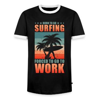 Surfen Surfer Surfbrett Spruch - Männer Kontrast-T-Shirt - Schwarz/Weiß - Vorne - AI Model Female 172 light (172cm) & AI Model Male 178 light (178cm)