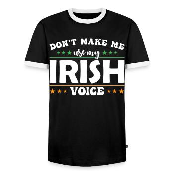 Don't let me use my Irish voice - Men's Ringer Shirt - black/white - Front - AI Model Female 172 light (172cm) & AI Model Male 178 light (178cm)