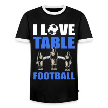 Tischfußball Ich liebe Tischfußball - Männer Kontrast-T-Shirt - Schwarz/Weiß - Vorne - AI Model Female 172 light (172cm) & AI Model Male 178 light (178cm)