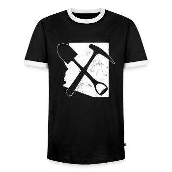 North Carolina Silhouette with Rockhound Tools - - Men's Ringer Shirt - black/white - Front - AI Model Female 172 light (172cm) & AI Model Male 178 light (178cm)