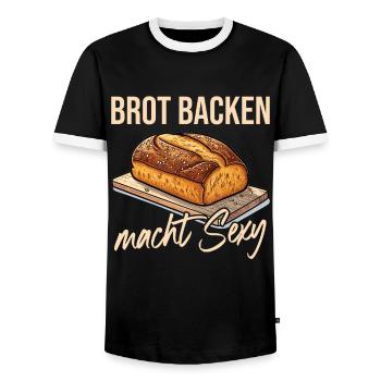 Baking bread makes you sexy - Men's Ringer Shirt - black/white - Front - AI Model Female 172 light (172cm) & AI Model Male 178 light (178cm)