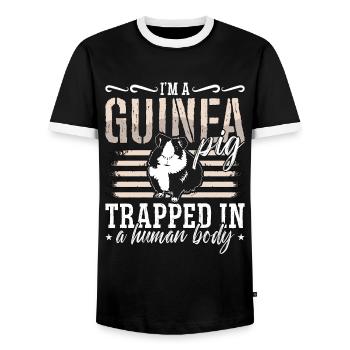Guinea Pig I'm A Guinea Pig Trapped In Cavy Pet - Männer Kontrast-T-Shirt - Schwarz/Weiß - Vorne - AI Model Female 172 light (172cm) & AI Model Male 178 light (178cm)