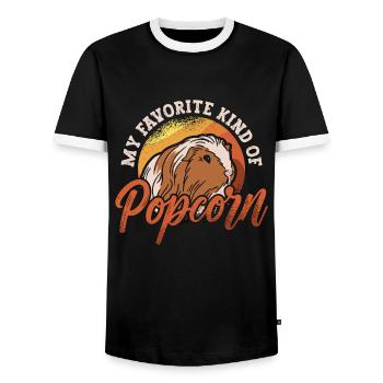 Guinea Pig My Favorite Kind Of Popcorn Hamster - Männer Kontrast-T-Shirt - Schwarz/Weiß - Vorne - AI Model Female 172 light (172cm) & AI Model Male 178 light (178cm)
