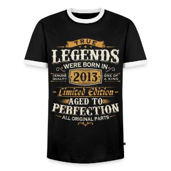 Vintage 2013 Born Legends Cadeau d’anniversaire - T-shirt contrasté Homme - noir/blanc - Devant - AI Model Female 172 light (172cm) & AI Model Male 178 light (178cm)