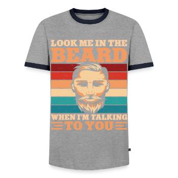Amant barbe Homme barbu Regarde-moi - T-shirt contrasté Homme - gris/marine  - Devant - AI Model Female 172 light (172cm) & AI Model Male 178 light (178cm)