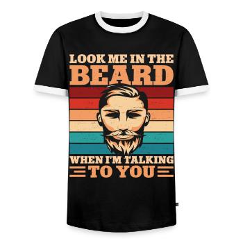 Amant barbe Homme barbu Regarde-moi - T-shirt contrasté Homme - noir/blanc - Devant - AI Model Female 172 light (172cm) & AI Model Male 178 light (178cm)