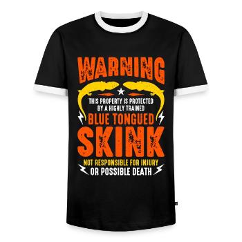 Skinks Warning This Property Is Protected Reptiles - Männer Kontrast-T-Shirt - Schwarz/Weiß - Vorne - AI Model Female 172 light (172cm) & AI Model Male 178 light (178cm)