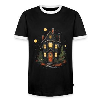 Christmas atmosphere with our home decorations - Men's Ringer Shirt - black/white - Front - AI Model Female 172 light (172cm) & AI Model Male 178 light (178cm)