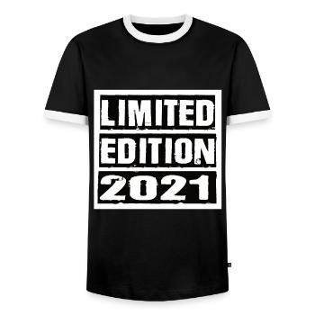 Limited Edition 2021 Birthday 2021 Vintage Retro - Men's Ringer Shirt - black/white - Front - AI Model Female 172 light (172cm) & AI Model Male 178 light (178cm)