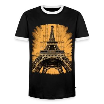 Ikonischer Eiffelturm Pariser Architekturromantik - Männer Kontrast-T-Shirt - Schwarz/Weiß - Vorne - AI Model Female 172 light (172cm) & AI Model Male 178 light (178cm)