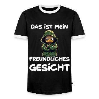 Das ist mein freundliches Gesicht Ente - Männer Kontrast-T-Shirt - Schwarz/Weiß - Vorne - AI Model Female 172 light (172cm) & AI Model Male 178 light (178cm)