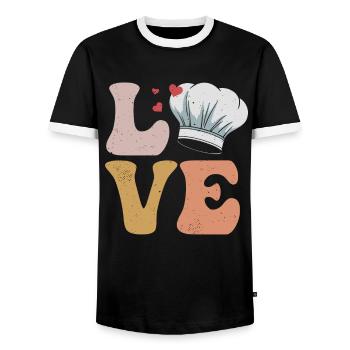 Chef Cooking LOVE - Men's Ringer Shirt - black/white - Front - AI Model Female 172 light (172cm) & AI Model Male 178 light (178cm)