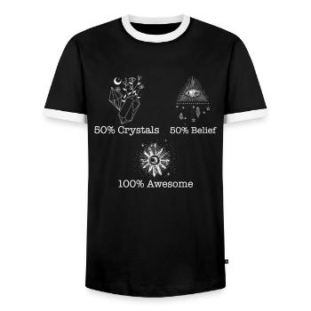 Funny Gemstone Chakra Healer Spiritual - Men's Ringer Shirt - black/white - Front - AI Model Female 172 light (172cm) & AI Model Male 178 light (178cm)