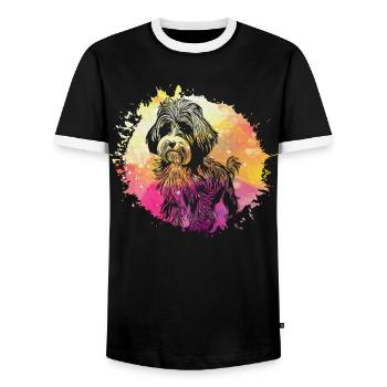 Havanais rétro - T-shirt contrasté Homme - noir/blanc - Devant - AI Model Female 172 light (172cm) & AI Model Male 178 light (178cm)