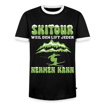 Skitour Weil den Lift Jeder Nehmen Kann - Männer Kontrast-T-Shirt - Schwarz/Weiß - Vorne - AI Model Female 172 light (172cm) & AI Model Male 178 light (178cm)