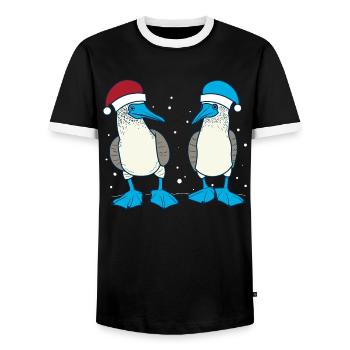 Fou à pieds bleus Noël - T-shirt contrasté Homme - noir/blanc - Devant - AI Model Female 172 light (172cm) & AI Model Male 178 light (178cm)