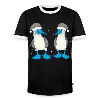 Fou à pieds bleus Noël - T-shirt contrasté Homme - noir/blanc - Devant - AI Model Female 172 light (172cm) & AI Model Male 178 light (178cm)