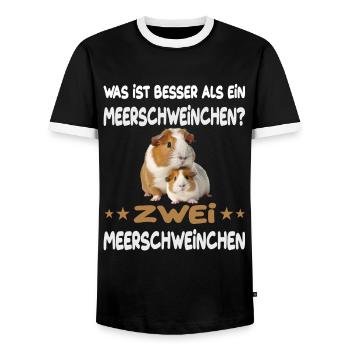 Was ist besser als ein Meerschweinchen - Männer Kontrast-T-Shirt - Schwarz/Weiß - Vorne - AI Model Female 172 light (172cm) & AI Model Male 178 light (178cm)