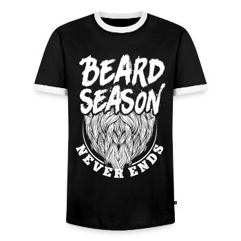 Beard Lover Bearded Man Beard - Men's Ringer Shirt - black/white - Front - AI Model Female 172 light (172cm) & AI Model Male 178 light (178cm)