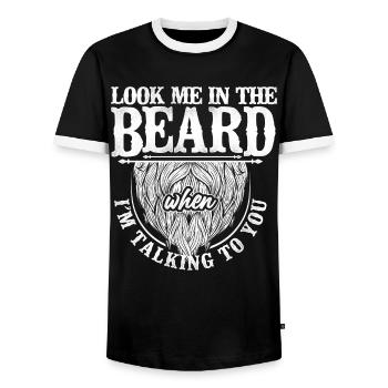 Amant barbe Homme barbu Regarde-moi - T-shirt contrasté Homme - noir/blanc - Devant - AI Model Female 172 light (172cm) & AI Model Male 178 light (178cm)