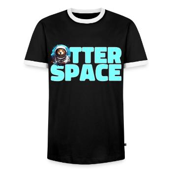 Otter Animal Kids & Adult - Otter Space - Men's Ringer Shirt - black/white - Front - AI Model Female 172 light (172cm) & AI Model Male 178 light (178cm)