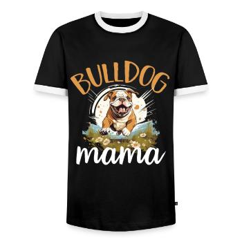 Amateur de bouledogue anglais britannique - Bulldog Mama - T-shirt contrasté Homme - noir/blanc - Devant - AI Model Female 172 light (172cm) & AI Model Male 178 light (178cm)