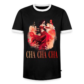Cha Cha Cha Tanz Kubanischer Tanz Kuba Urlaub - Männer Kontrast-T-Shirt - Schwarz/Weiß - Vorne - AI Model Female 172 light (172cm) & AI Model Male 178 light (178cm)