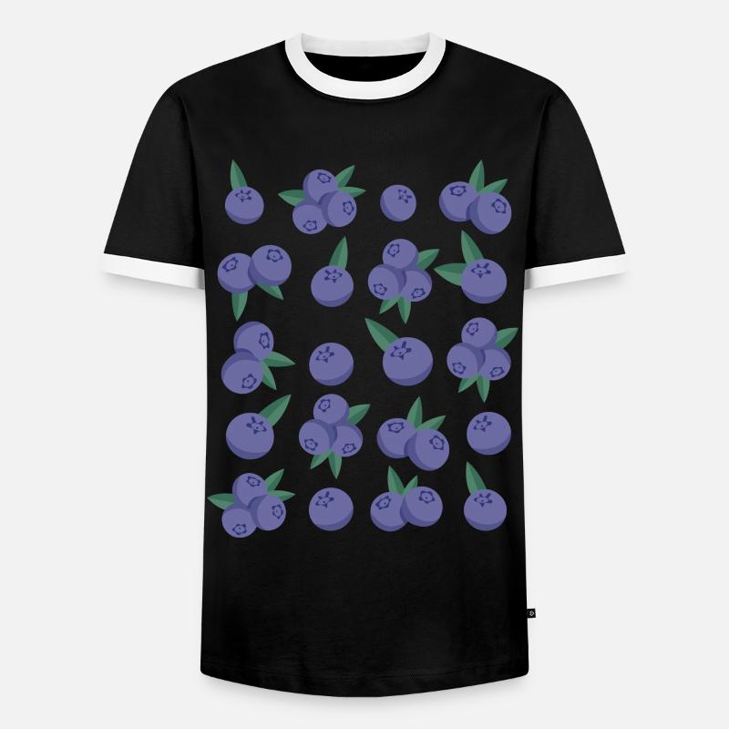 Blueberries Berries Fruit Pattern - Men's Ringer Shirt - black/white