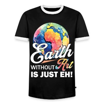 La Terre sans art est juste hein - T-shirt contrasté Homme - noir/blanc - Devant - AI Model Female 172 light (172cm) & AI Model Male 178 light (178cm)