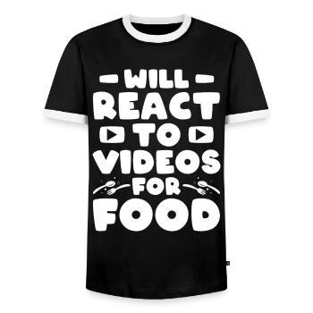 Reaction Streamer Video Reaktion Content Creator - Men's Ringer Shirt - black/white - Front - AI Model Female 172 light (172cm) & AI Model Male 178 light (178cm)