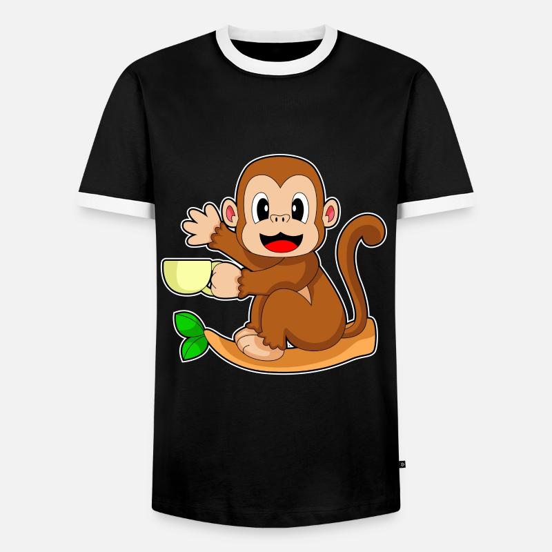 Monkey Coffee Mug - Men's Ringer Shirt - black/white