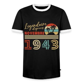 Légendaire novembre 1943 édition limitée - T-shirt contrasté Homme - noir/blanc - Devant - AI Model Female 172 light (172cm) & AI Model Male 178 light (178cm)