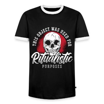 Anthropology This Object Was Used For Archaeology - Men's Ringer Shirt - black/white - Front - AI Model Female 172 light (172cm) & AI Model Male 178 light (178cm)