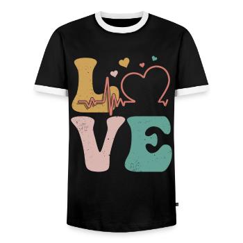 Echokardiographie-Techniker Echokardiograph - Männer Kontrast-T-Shirt - Schwarz/Weiß - Vorne - AI Model Female 172 light (172cm) & AI Model Male 178 light (178cm)