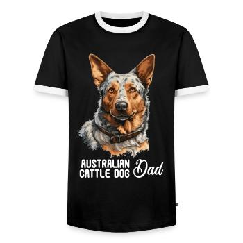 Hund Australian Cattle Dog - Männer Kontrast-T-Shirt - Schwarz/Weiß - Vorne - AI Model Female 172 light (172cm) & AI Model Male 178 light (178cm)