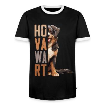 Hovawart besitzer Bauernhund Reinrassig Retro - Männer Kontrast-T-Shirt - Schwarz/Weiß - Vorne - AI Model Female 172 light (172cm) & AI Model Male 178 light (178cm)
